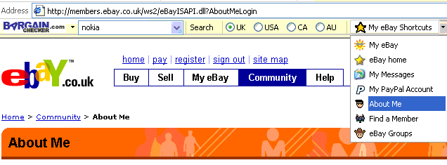 Screenshot of auction-typos misspelt eBay Toolbar